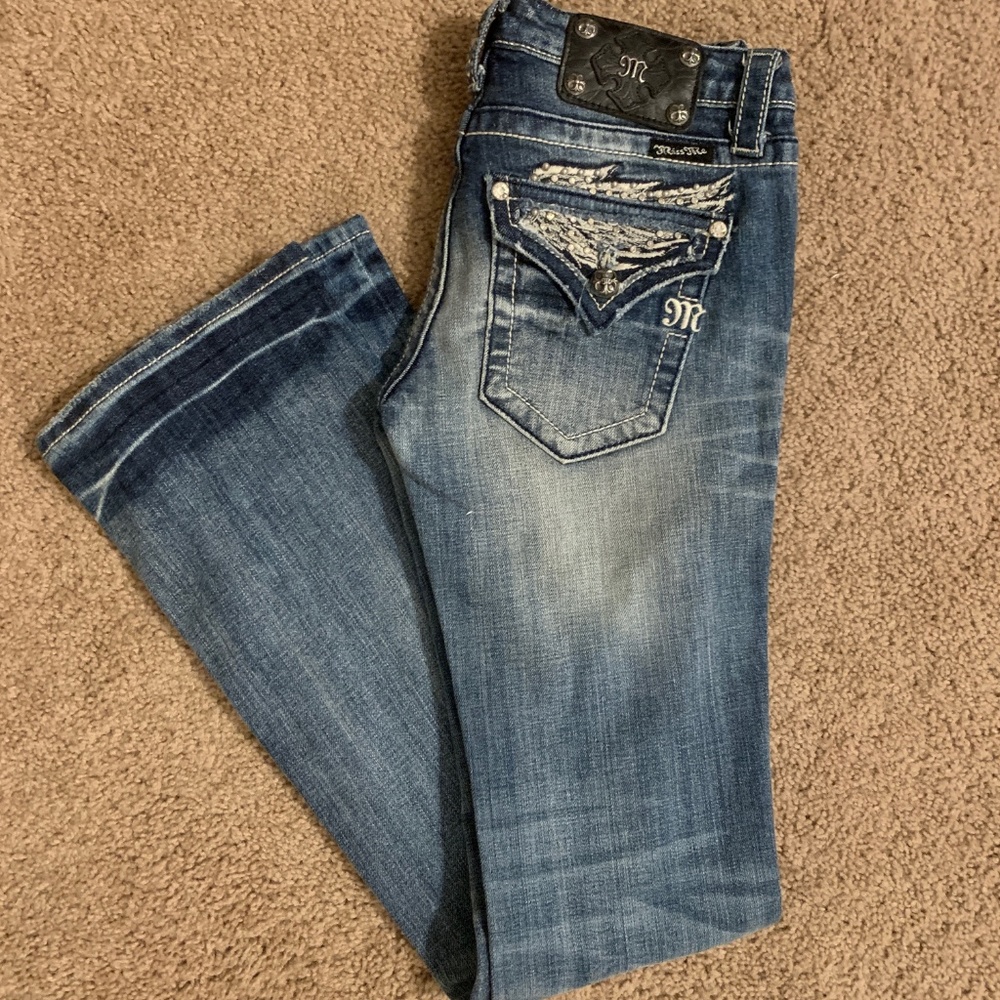 Miss Me wing design bootcut denim JP533OB2